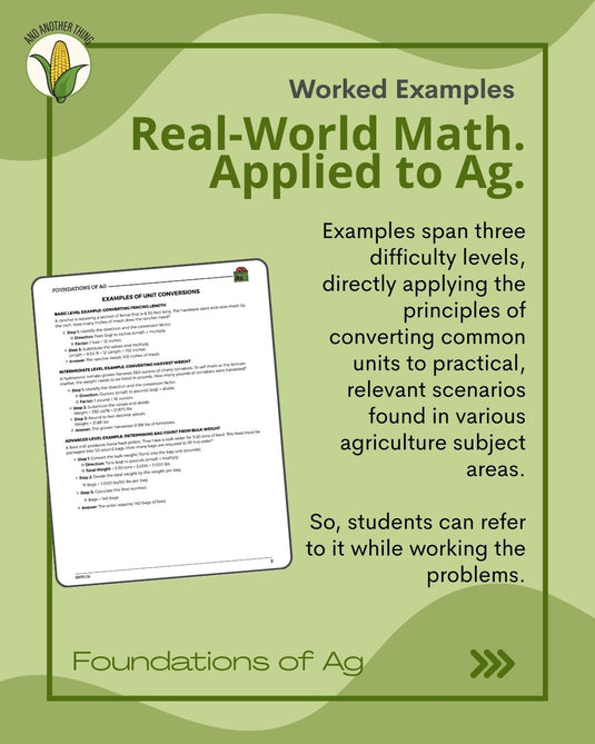 And Another Thing MATH APPLICATION, Foundations of Ag CONVERSIONS (ANNUAL)
