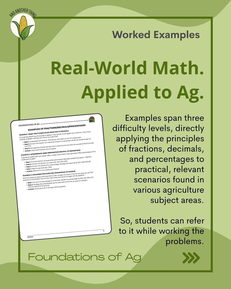 Load image into Gallery viewer, And Another Thing MATH APPLICATION, Foundations of Ag PERCENTAGES (ANNUAL)
