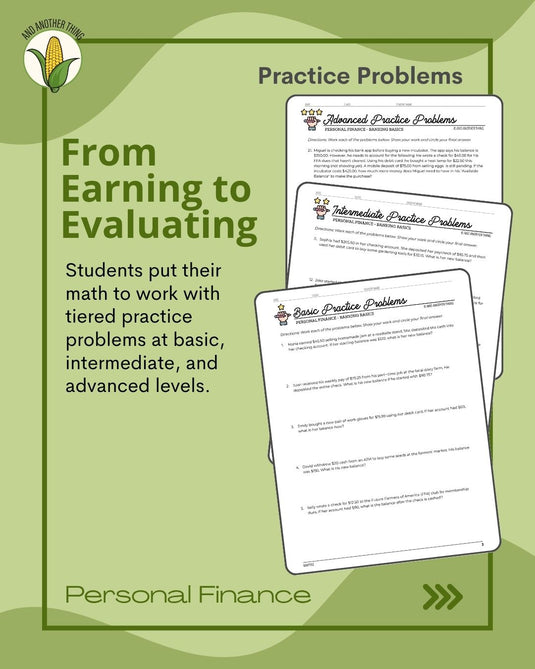 And Another Thing MATH APPLICATION, Personal Finance BANKING BASICS (ANNUAL)