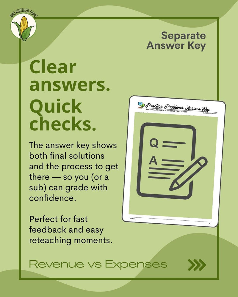 Load image into Gallery viewer, And Another Thing MATH APPLICATION, Personal Finance REVENUE VS EXPENSES (ANNUAL)
