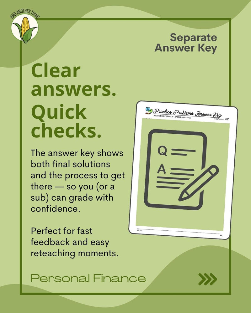 Load image into Gallery viewer, And Another Thing MATH APPLICATION, Personal Finance BANKING BASICS (ANNUAL)

