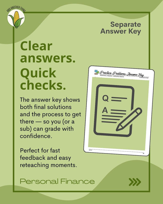 And Another Thing MATH APPLICATION, Personal Finance BANKING BASICS (ANNUAL)