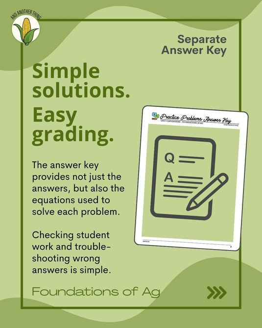And Another Thing MATH APPLICATION, Foundations of Ag CONVERSIONS (ANNUAL)