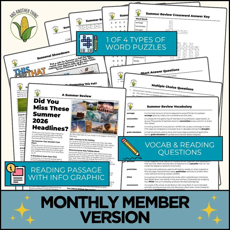 Load image into Gallery viewer, And Another Thing CURRENT EVENTS, Summer Review (MONTHLY)

