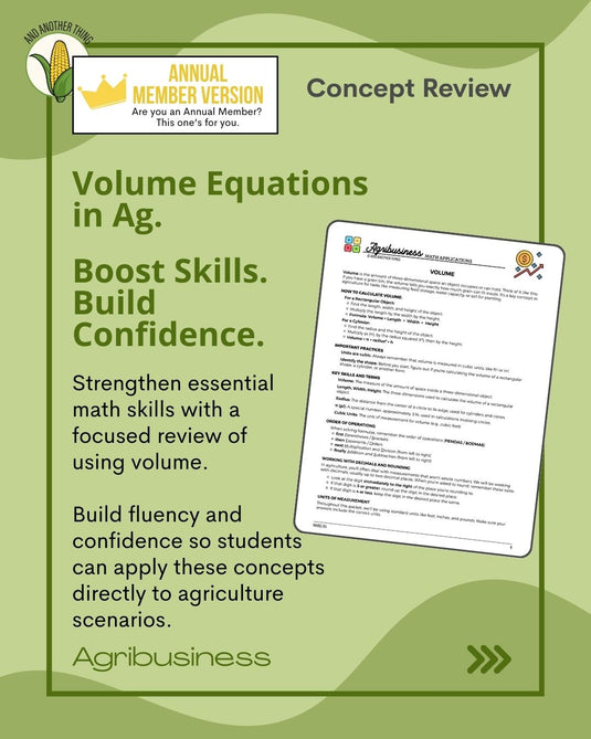 And Another Thing MATH APPLICATION, Agribusiness VOLUME (ANNUAL)