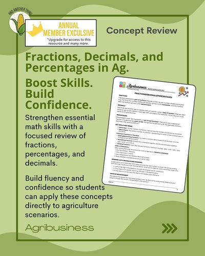 And Another Thing MATH APPLICATION, Agribusiness PERCENTAGES (ANNUAL)