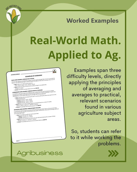 And Another Thing MATH APPLICATION, Agribusiness AVERAGES (ANNUAL)
