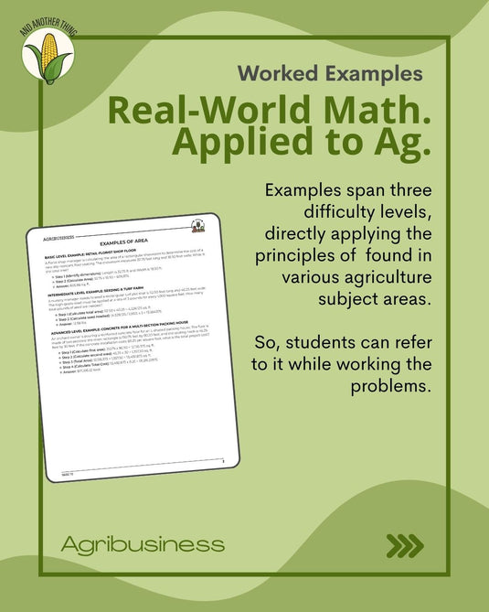 And Another Thing MATH APPLICATION, Agribusiness AREA (ANNUAL)
