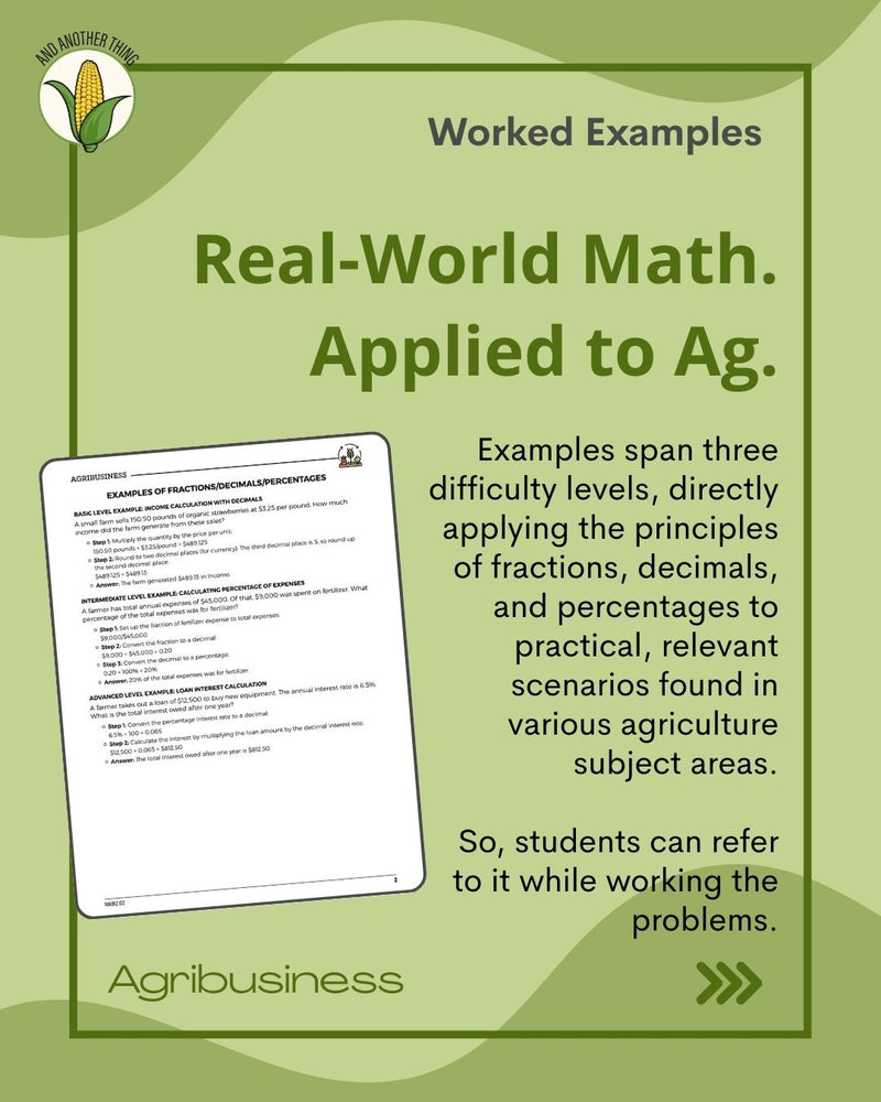 Load image into Gallery viewer, And Another Thing MATH APPLICATION, Agribusiness PERCENTAGES (ANNUAL)
