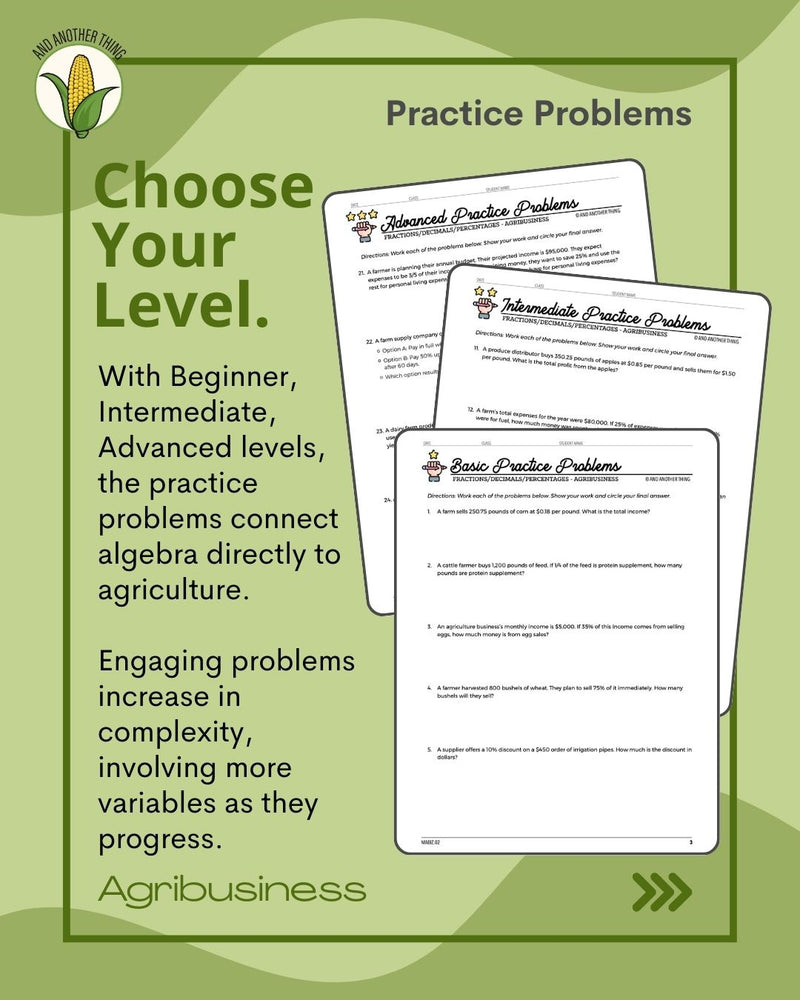 Load image into Gallery viewer, And Another Thing MATH APPLICATION, Agribusiness PERCENTAGES (ANNUAL)
