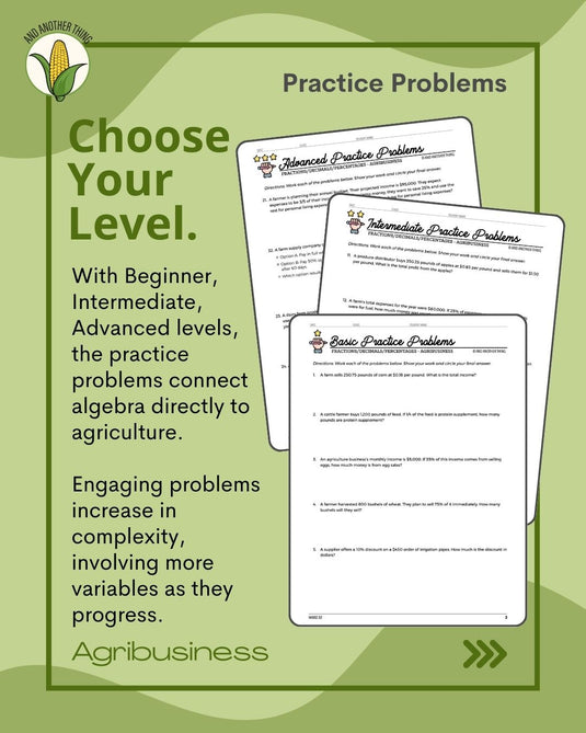 And Another Thing MATH APPLICATION, Agribusiness PERCENTAGES (ANNUAL)