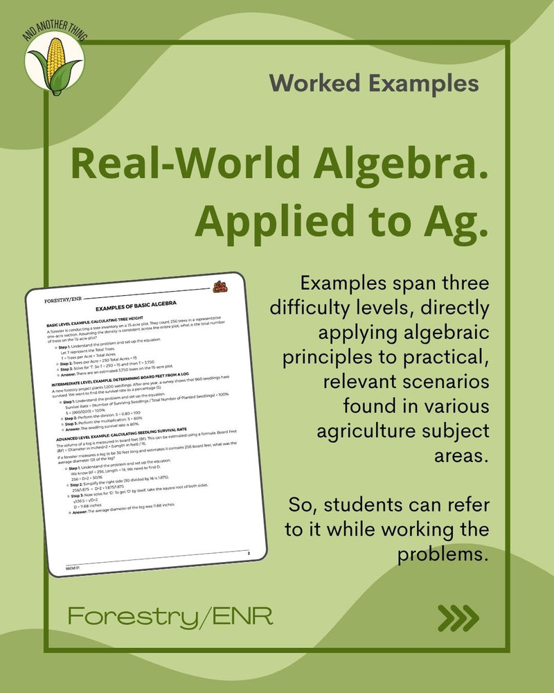 Load image into Gallery viewer, And Another Thing MATH APPLICATION, Forestry/ENR BASIC ALGEBRA
