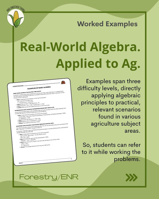 And Another Thing MATH APPLICATION, Forestry/ENR BASIC ALGEBRA