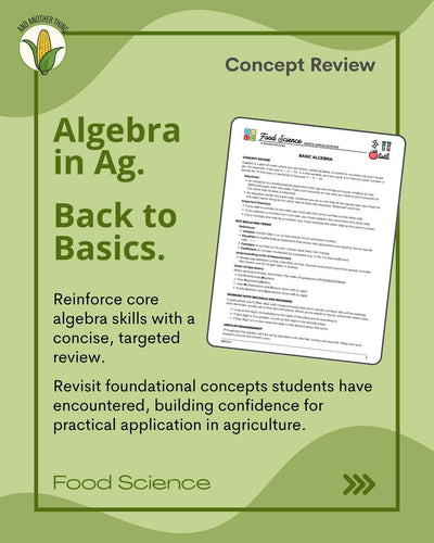 And Another Thing MATH APPLICATION, Food Science BASIC ALGEBRA
