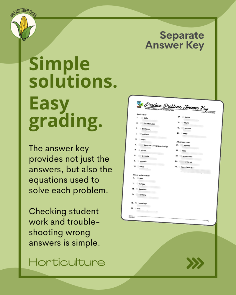 Load image into Gallery viewer, And Another Thing MATH APPLICATION, Horticulture BASIC ALGEBRA
