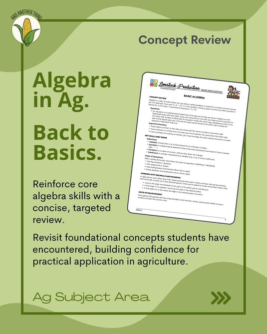 And Another Thing MATH APPLICATION, Livestock Production BASIC ALGEBRA