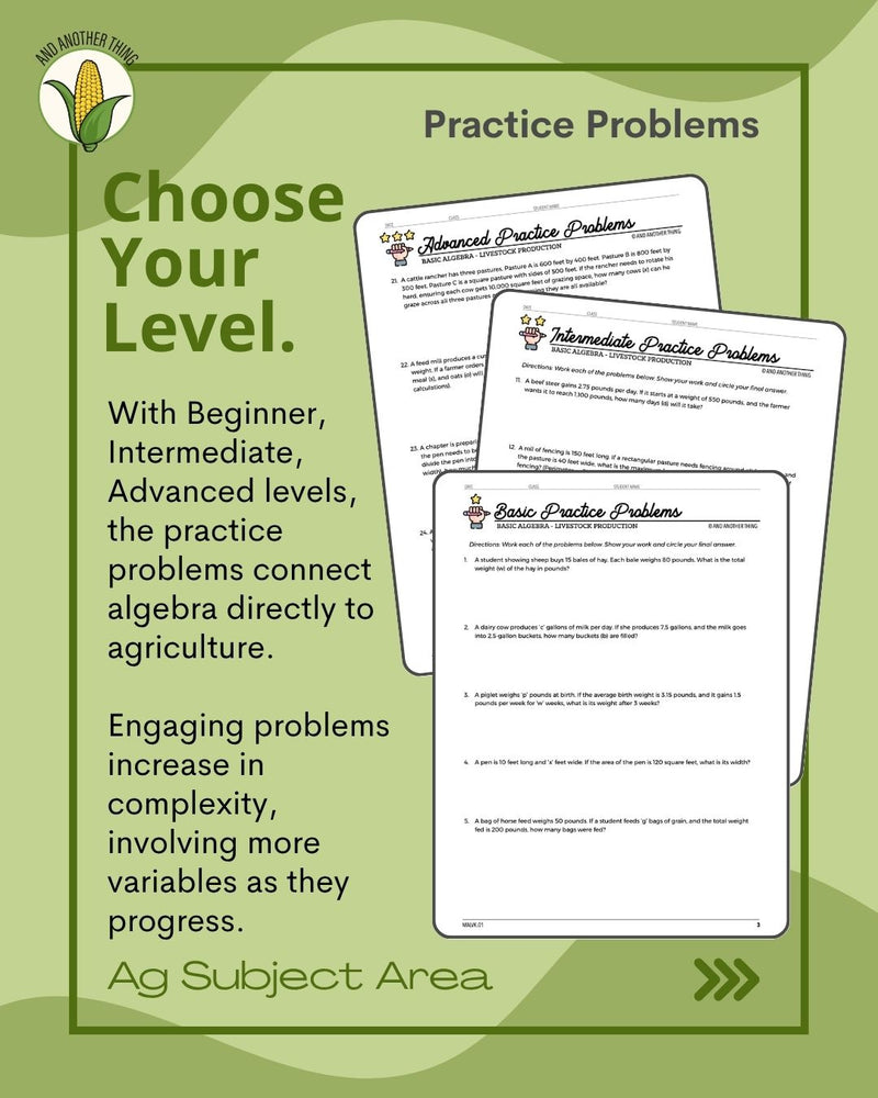 Load image into Gallery viewer, And Another Thing MATH APPLICATION, Livestock Production BASIC ALGEBRA
