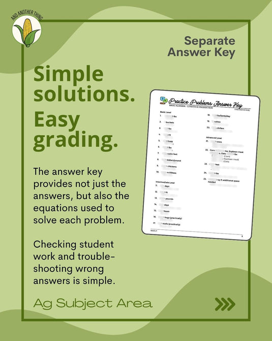 And Another Thing MATH APPLICATION, Livestock Production BASIC ALGEBRA