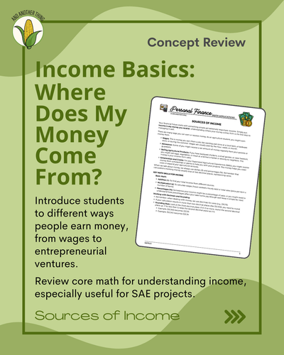 And Another Thing MATH APPLICATION, Personal Finance SOURCES OF INCOME (FREE)