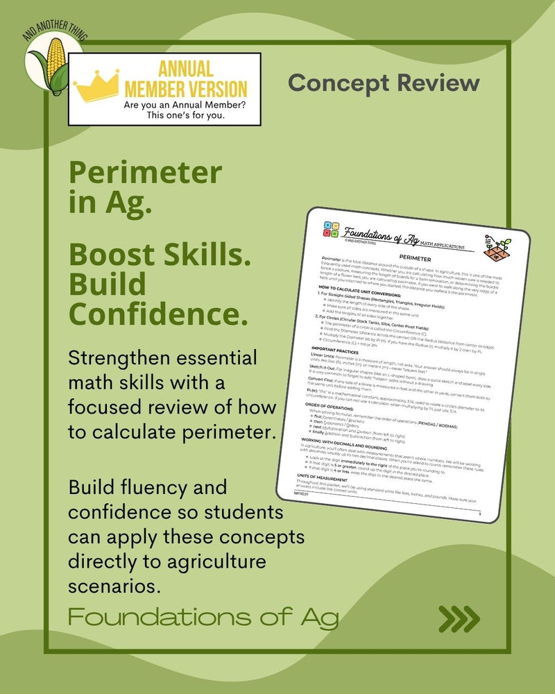 Load image into Gallery viewer, And Another Thing MATH APPLICATION, Foundations of Ag PERIMETER (ANNUAL)
