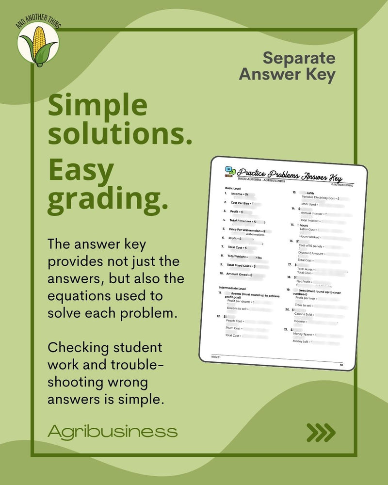 Load image into Gallery viewer, And Another Thing MATH APPLICATION, Agribusiness BASIC ALGEBRA
