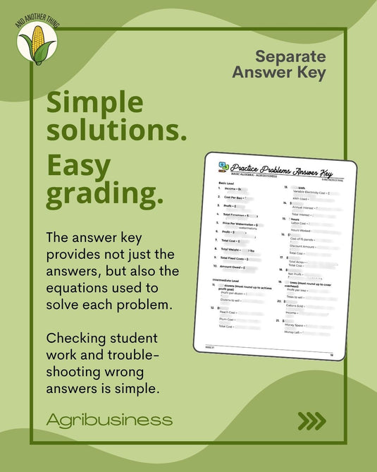 And Another Thing MATH APPLICATION, Agribusiness BASIC ALGEBRA