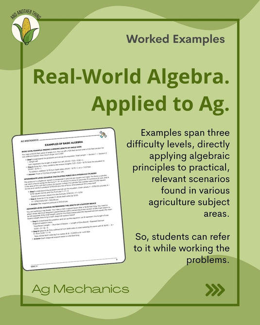 And Another Thing MATH APPLICATION, Ag Mechanics BASIC ALGEBRA