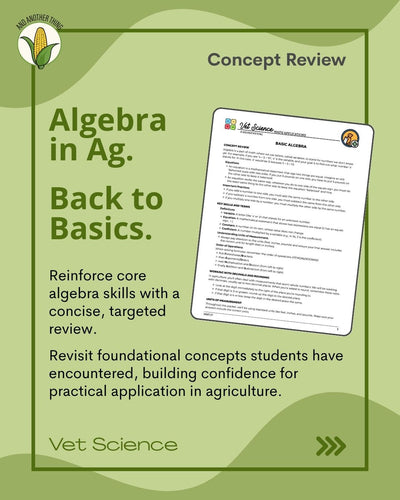 And Another Thing MATH APPLICATION, Vet Science BASIC ALGEBRA