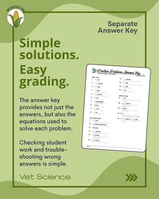 And Another Thing MATH APPLICATION, Vet Science BASIC ALGEBRA