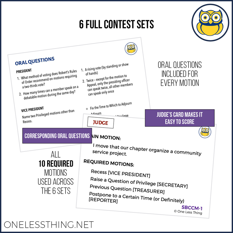 Conduct of Chapter Meetings, Skill Builder cards – One Less Thing