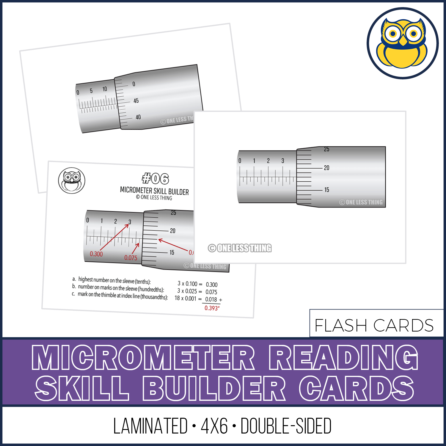 Micrometer Reading, Skill Builder Cards – One Less Thing