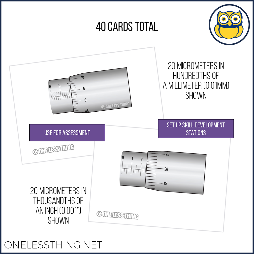 Micrometer Reading, Skill Builder Cards