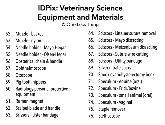 Veterinary Tools and Equipment ID, IDPix Cards