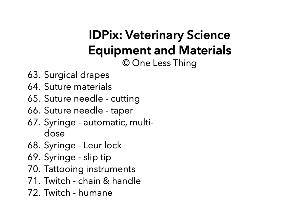 Veterinary Tools and Equipment ID, IDPix Cards