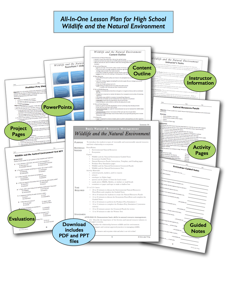 Wildlife and the Natural Environment High School, All-In-One Lesson Pl ...