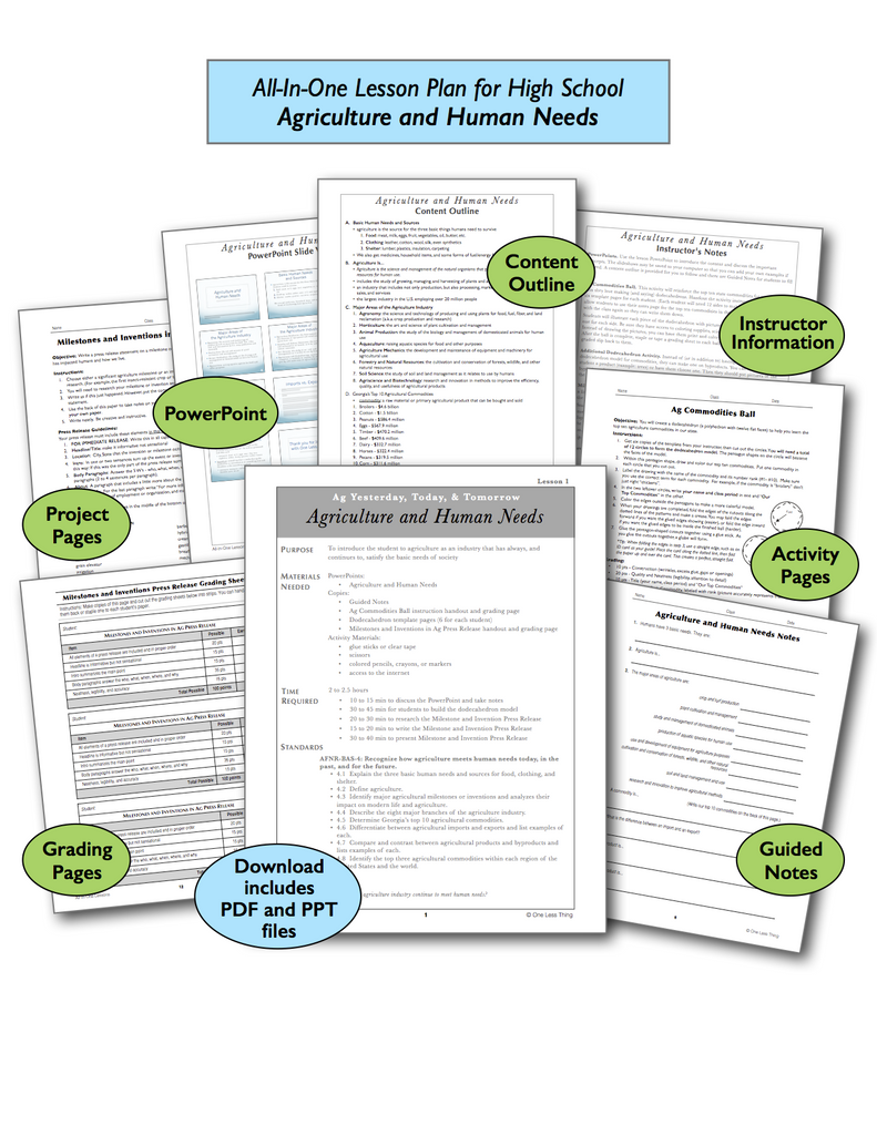 Ag and Human Needs High School, All-In-One Lesson Plan Download