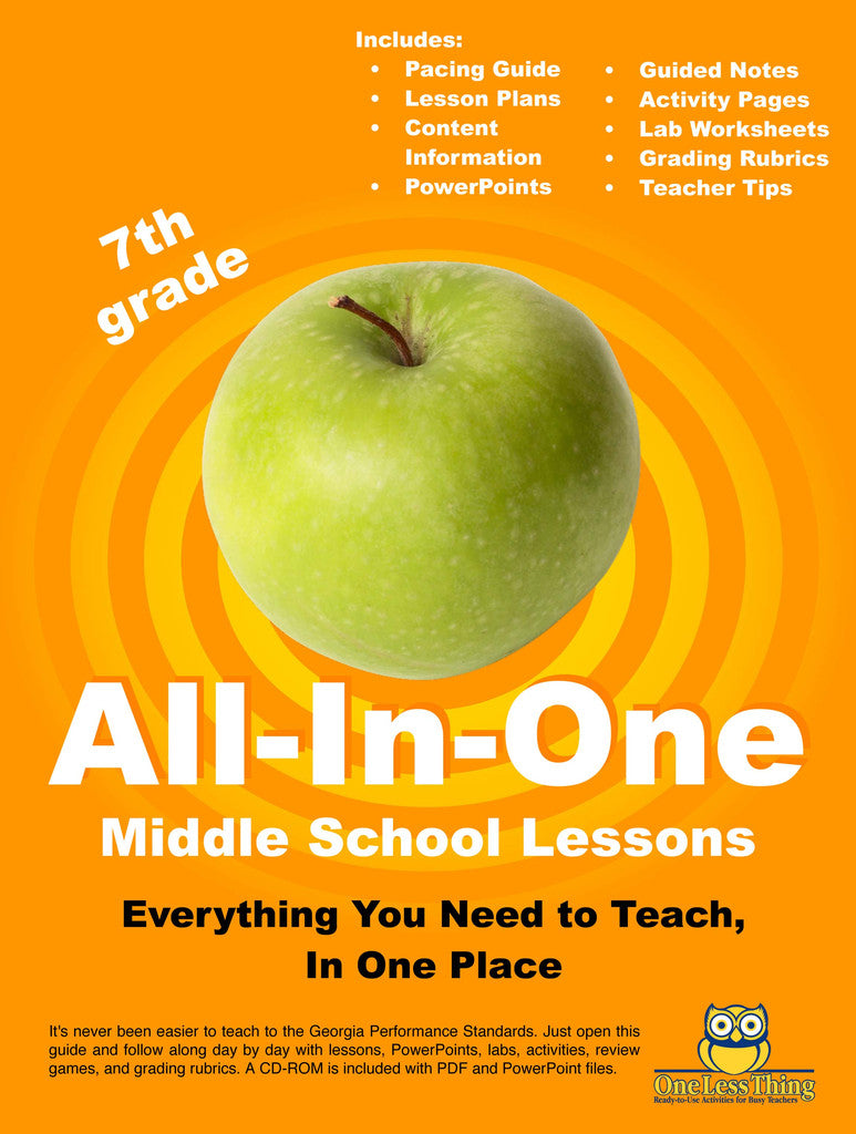 *Middle School 7th Grade, All-In-One Lesson Plans (Printed copy included)