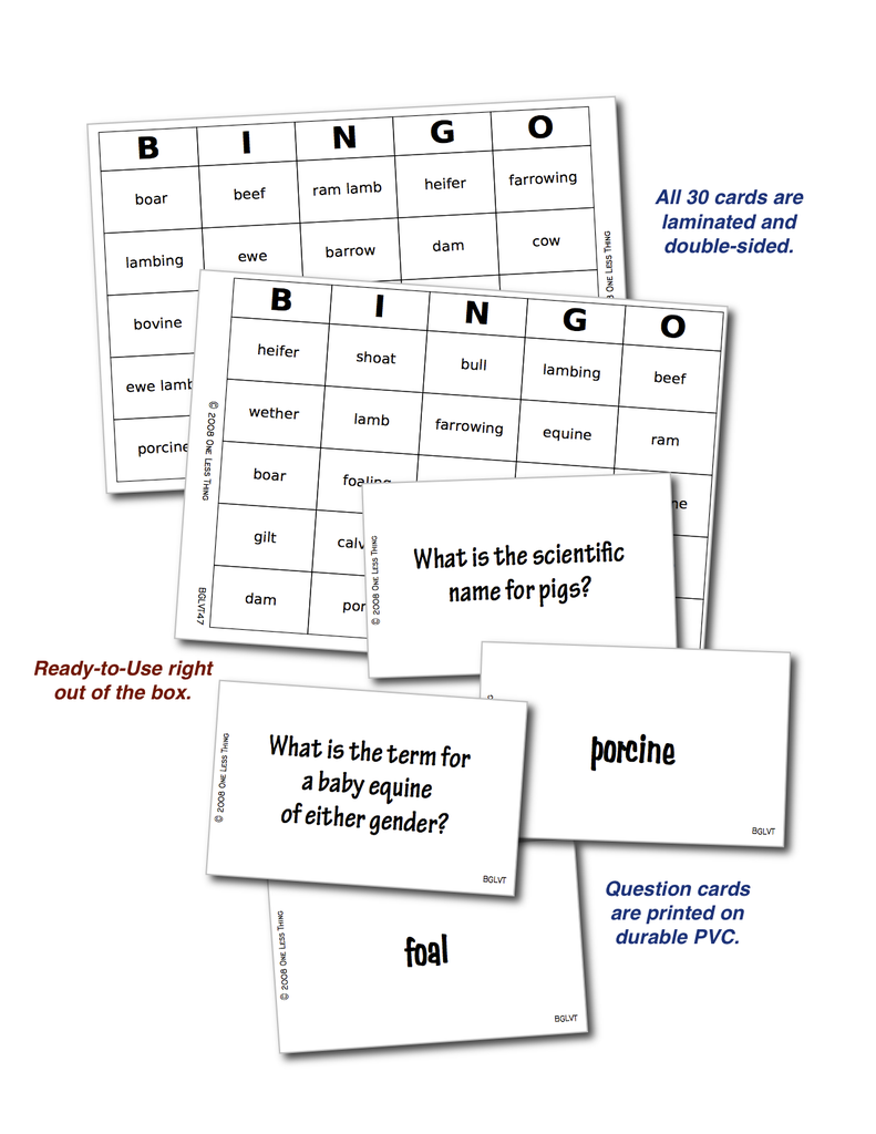 Livestock Terminology, Bingo Download Only