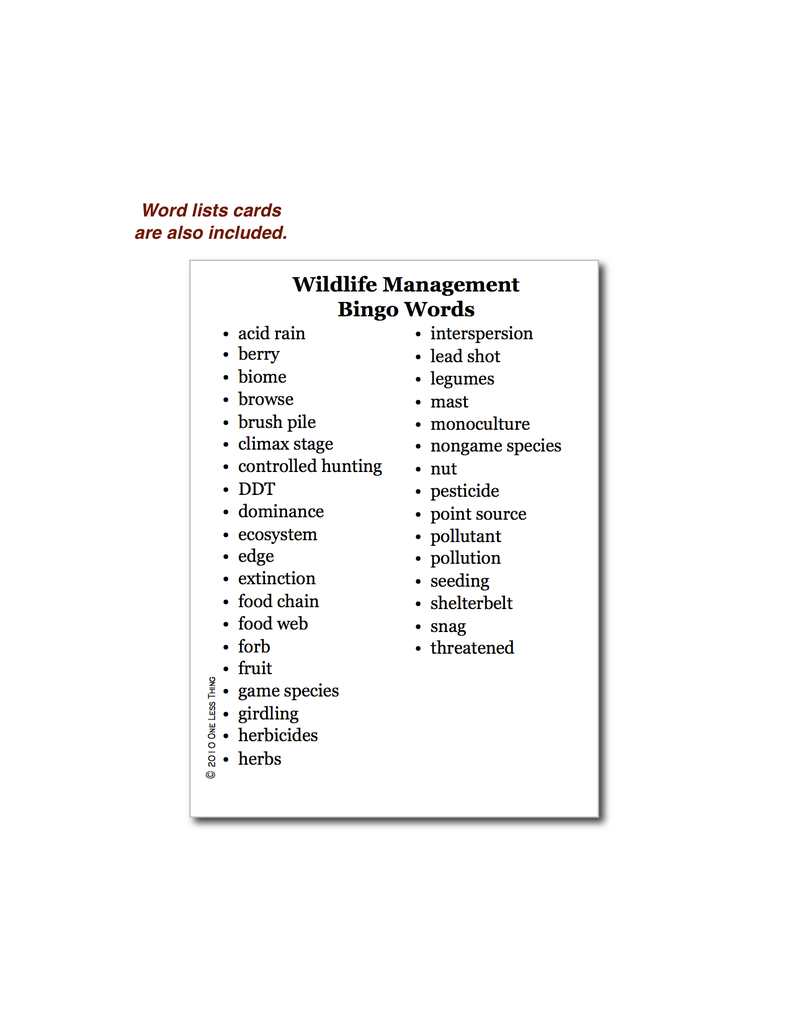 Wildlife Management, Bingo Download Only