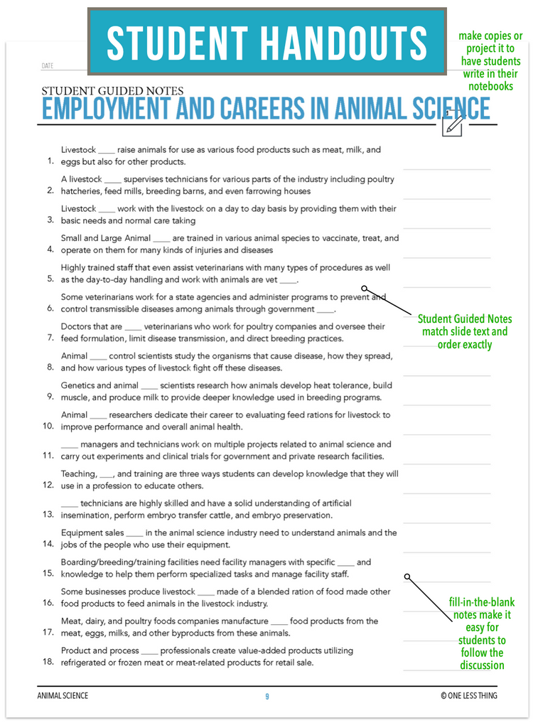 CCANS01.3 Employment and Careers, Animal Science Complete Curriculum