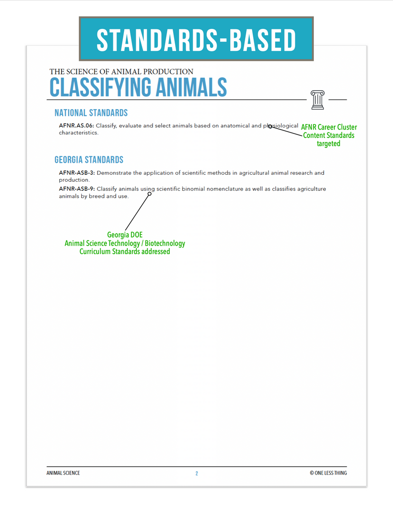 CCANS02.3 Classifying Animals, Animal Science Complete Curriculum