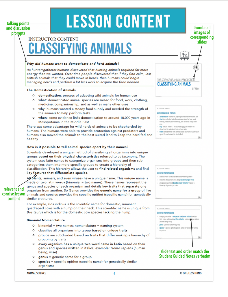 CCANS02.3 Classifying Animals, Animal Science Complete Curriculum