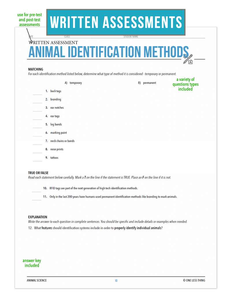 CCANS03.4 Animal Identification Methods, Animal Science Complete Curriculum