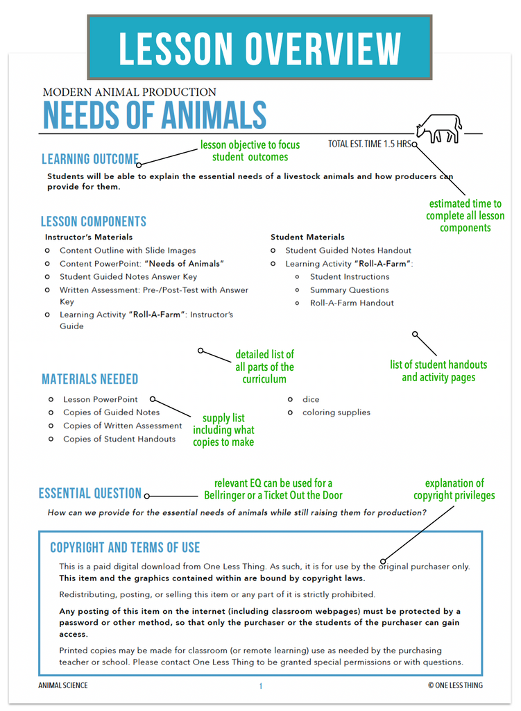 CCANS05.3 Needs of Animals, Animal Science Complete Curriculum