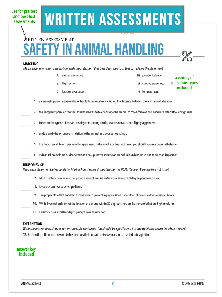 CCANS06.1 Safety in Handling, Animal Science Complete Curriculum