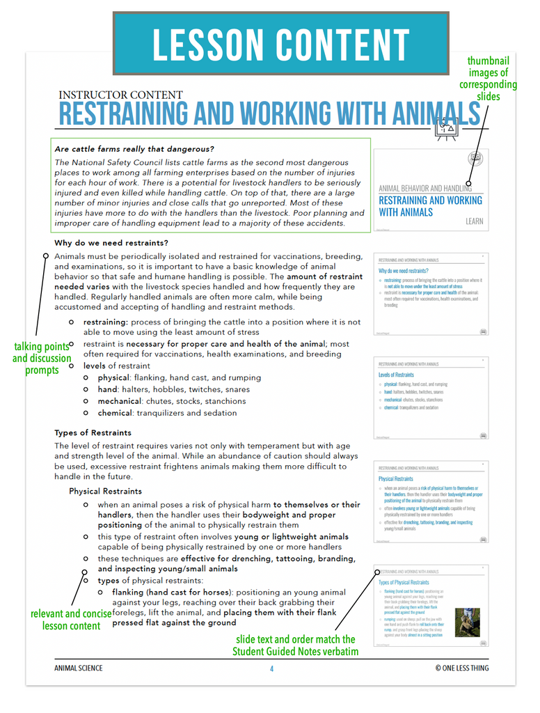 CCANS06.2 Restraining and Working with Animals, Animal Science Complete Curriculum