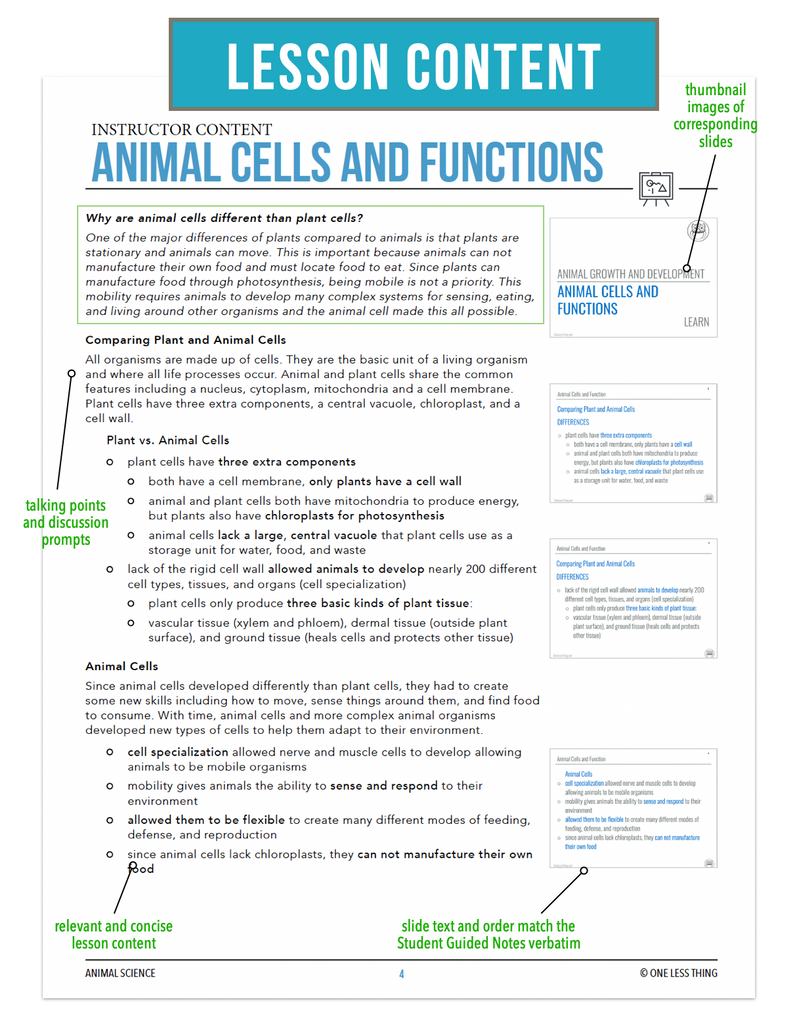 CCANS07.1 Animal Cells and Functions, Animal Science Complete Curriculum