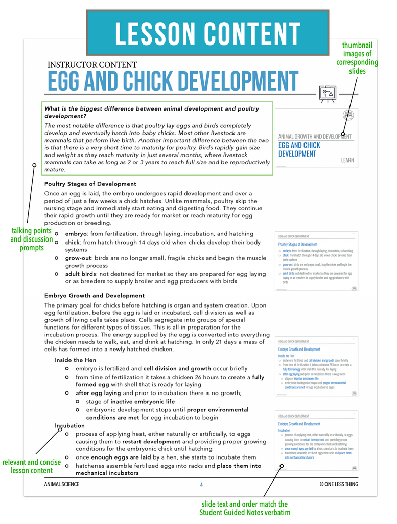 CCANS07.3 Egg and Chick Development, Animal Science Complete Curriculum