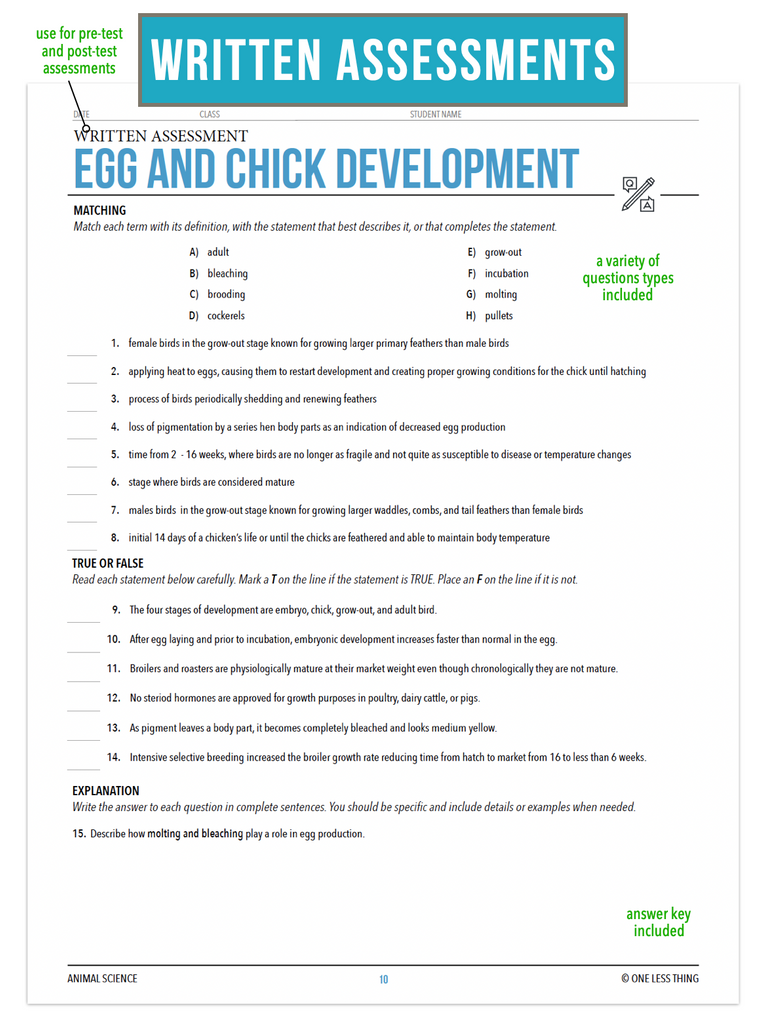 CCANS07.3 Egg and Chick Development, Animal Science Complete Curriculum