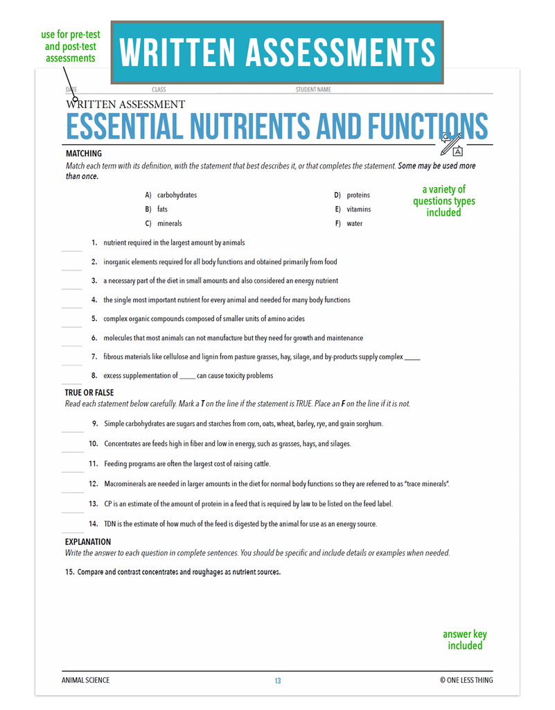 CCANS08.2 Essential Nutrients and Functions, Animal Science Complete Curriculum